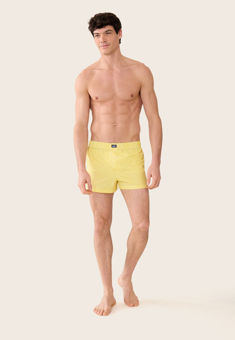 Caleçon à carreaux jaune en coton - Jacques Vichy Jaune Citron - Le Slip Français - 2