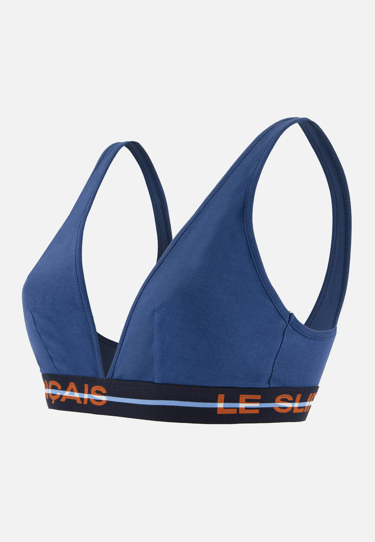 Soutien-gorge triangle bleu en coton - Séduisante Bleu Acier - Le Slip Français - 6