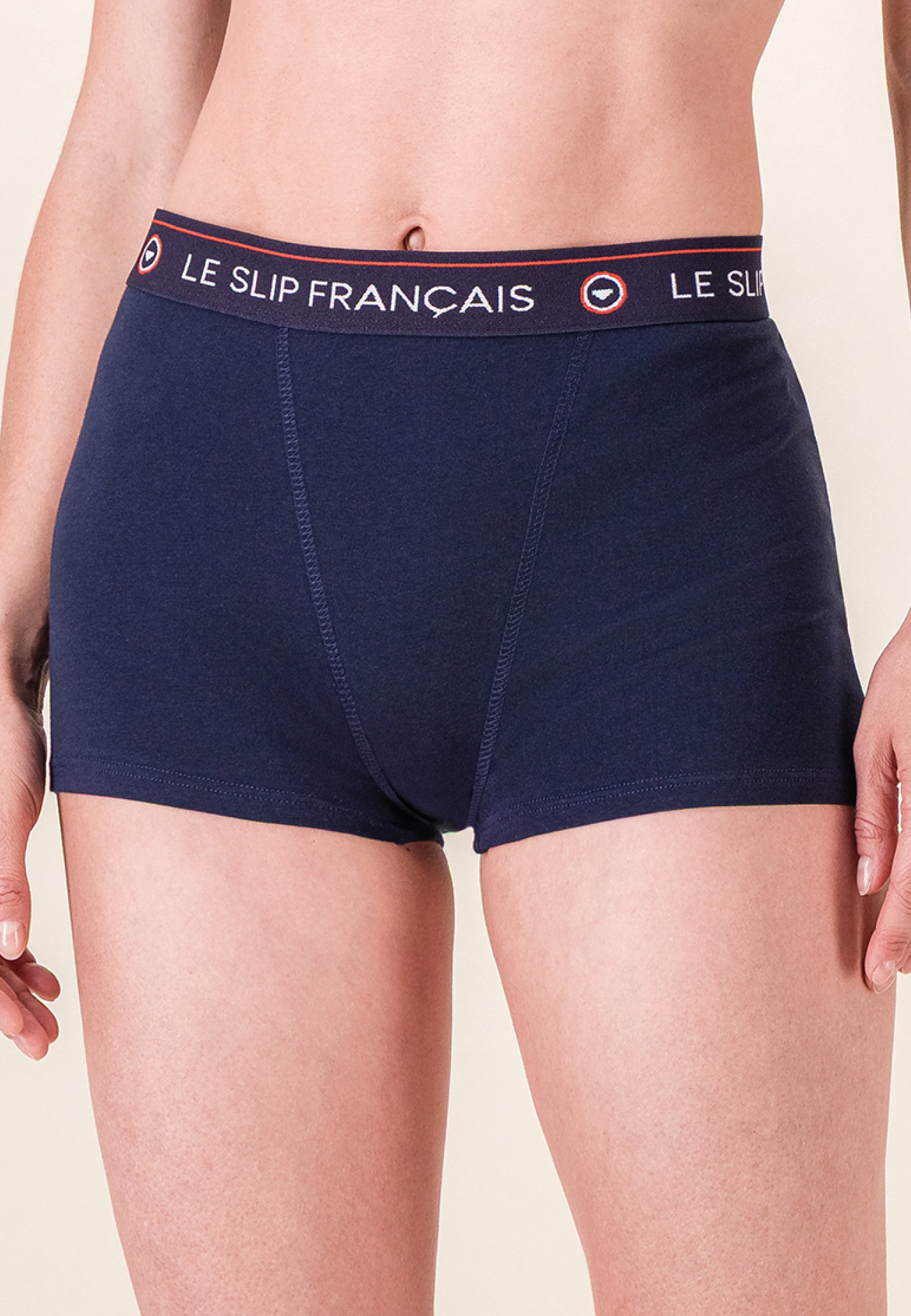 Culotte boxer femme marine en coton - Fougueuse Marine Lsf - Le Slip Français -  1