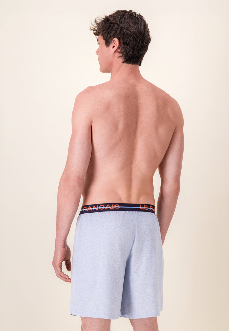 Bas de pyjama court bleu en coton - Invincible Bleu Ciel Chine - Le Slip Français - 5