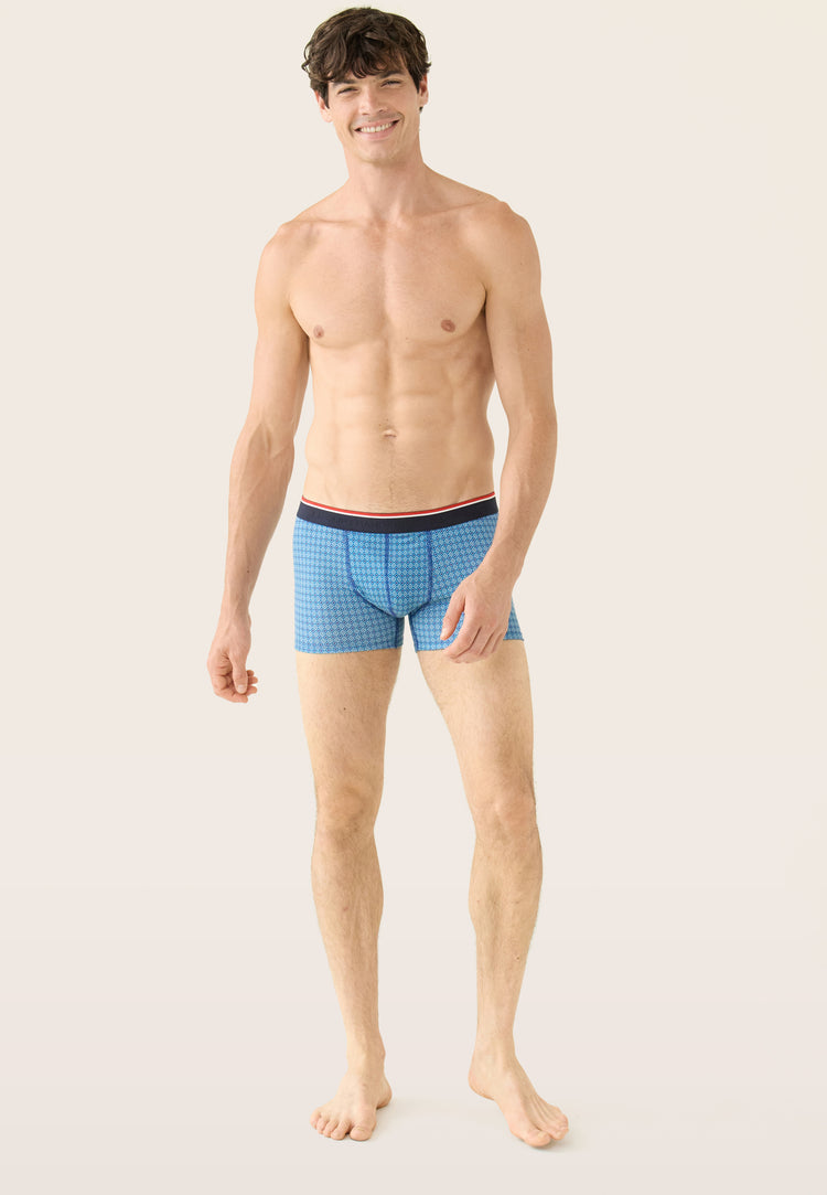 Boxer à motif arlequin bleu en coton - Marius Arlequin Bleu - Le Slip Français - 2