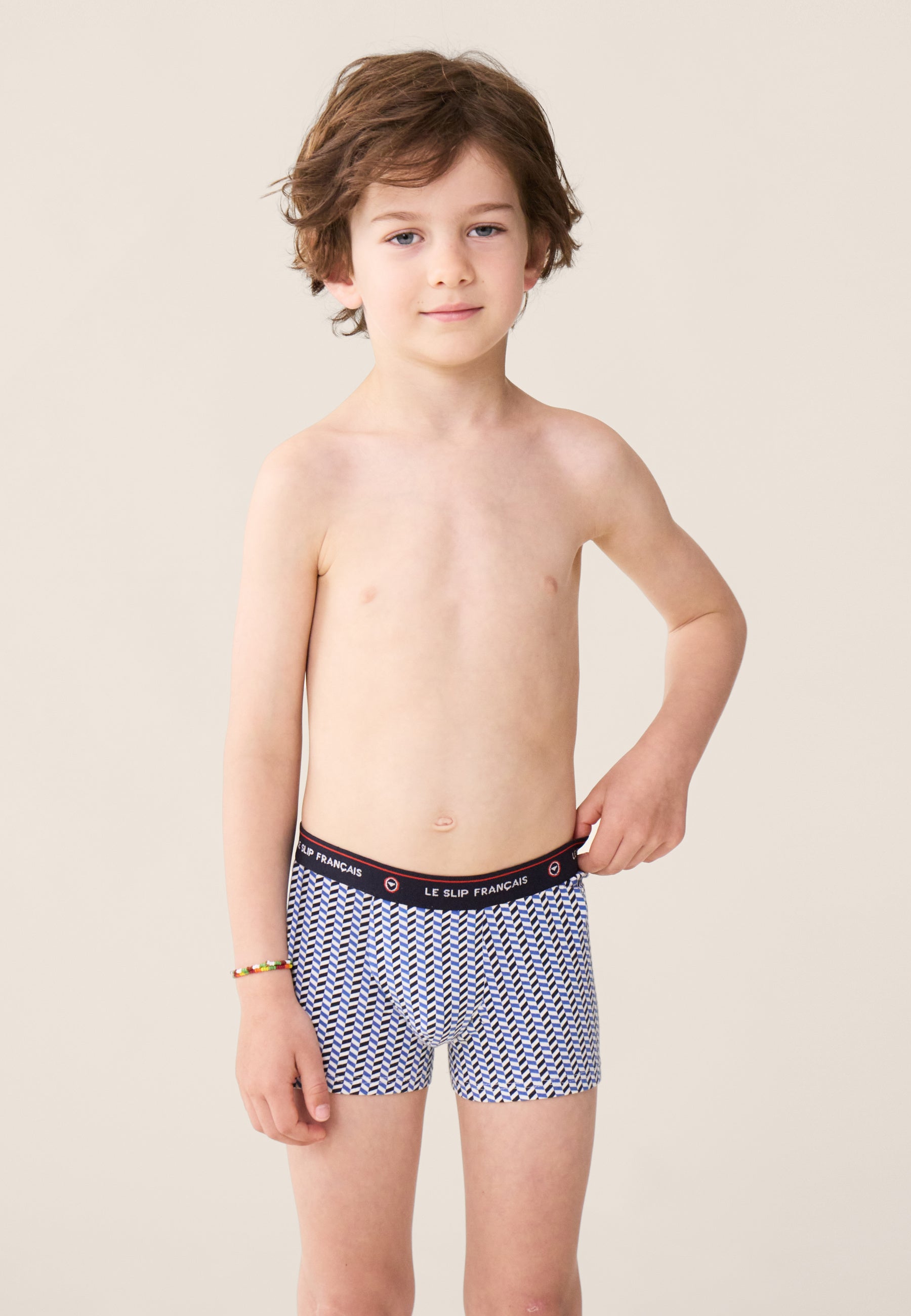Boxer en coton - Petit Joseph Chevron Bleu Poussiere - Le Slip Français -  1