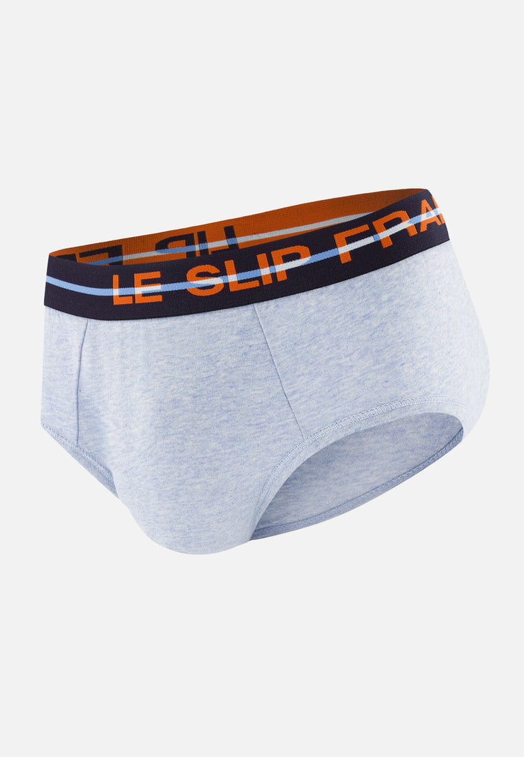 Slip bleu en coton - Intrépide Bleu Ciel Chiné - Le Slip Français - 1