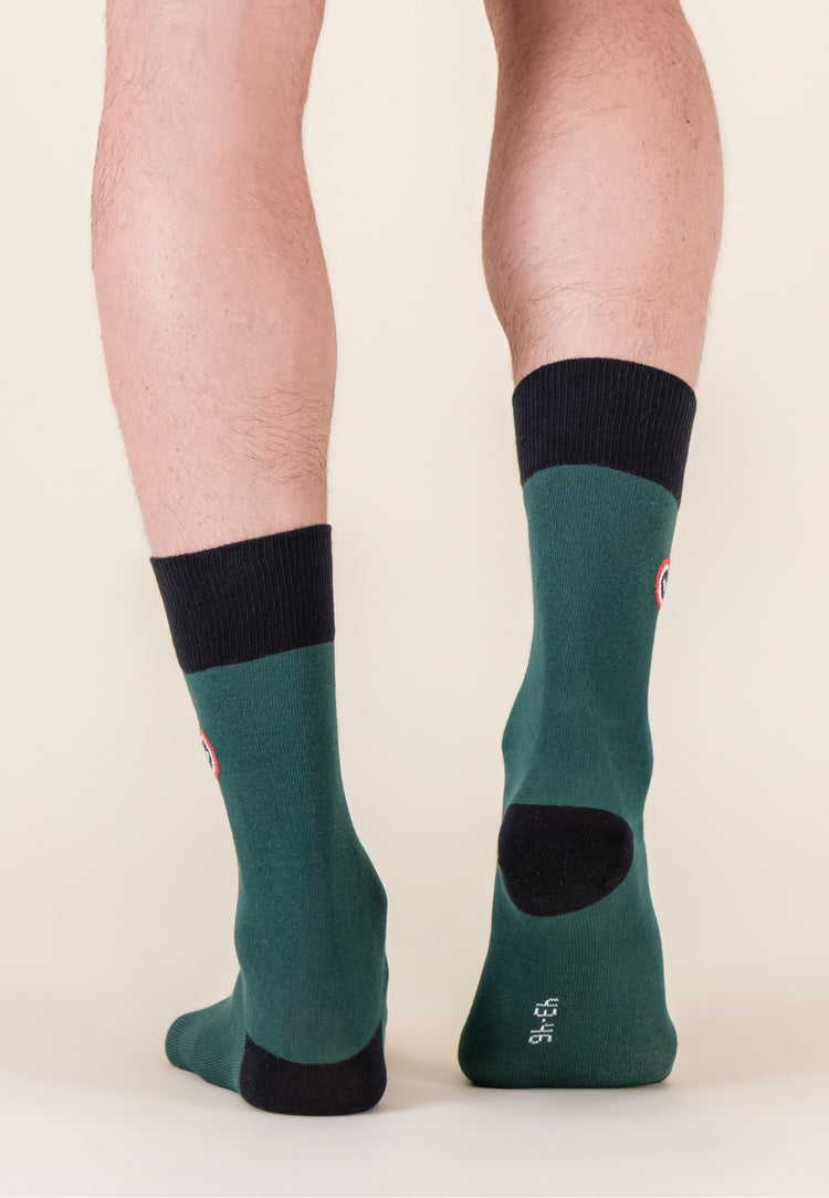 Chaussettes mi-hautes vert en coton - Robuste Vert Forêt Noir - Le Slip Français - 3