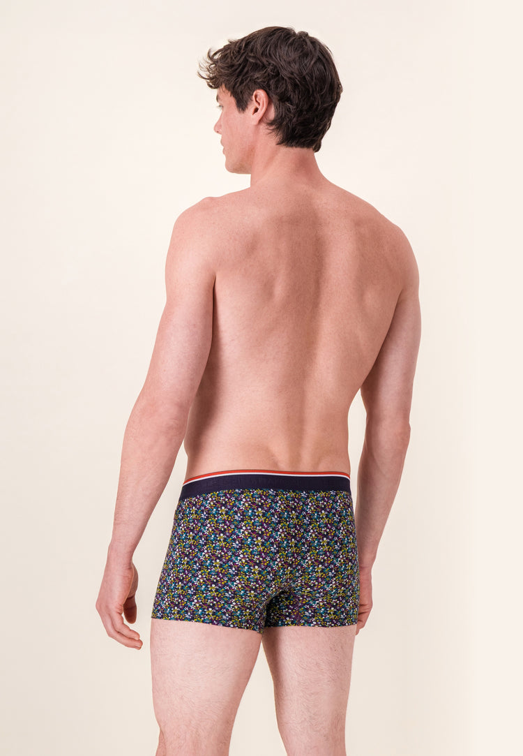 Boxer à motif bloom bleu canard en coton - Marius Bloom Bleu Canard - Le Slip Français - 3