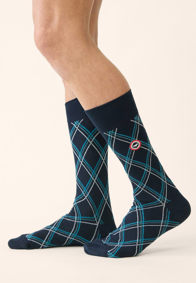 Chaussettes mi-hautes mixtes en coton - Lucas Tartan Topaz - Le Slip Français - 2