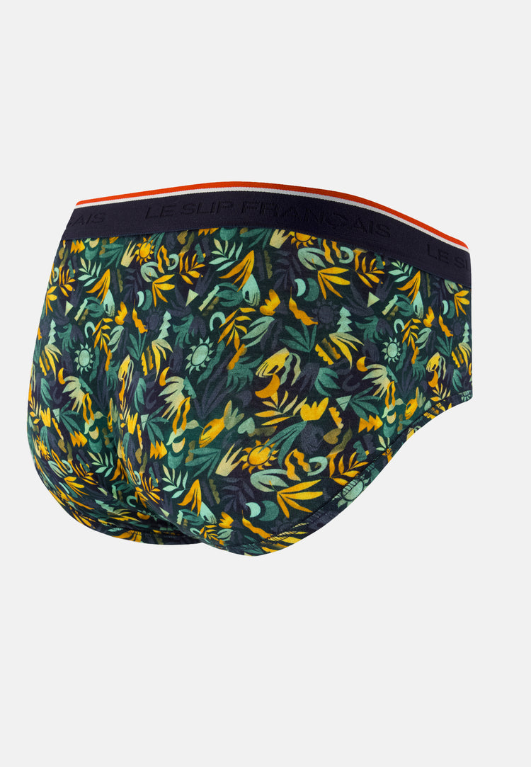 Slip vert à motif jungle en coton - Terrible Jungle Kaki Veronese - Le Slip Français - 7