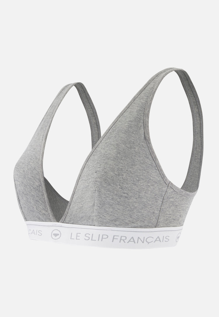 Soutien-gorge triangle sans armature gris chiné en coton - Seduisante Gris Chiné - Le Slip Français - 6