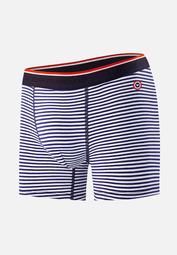 Boxer long marinière bleu en coton - Michel Mariniere - Le Slip Français - 1