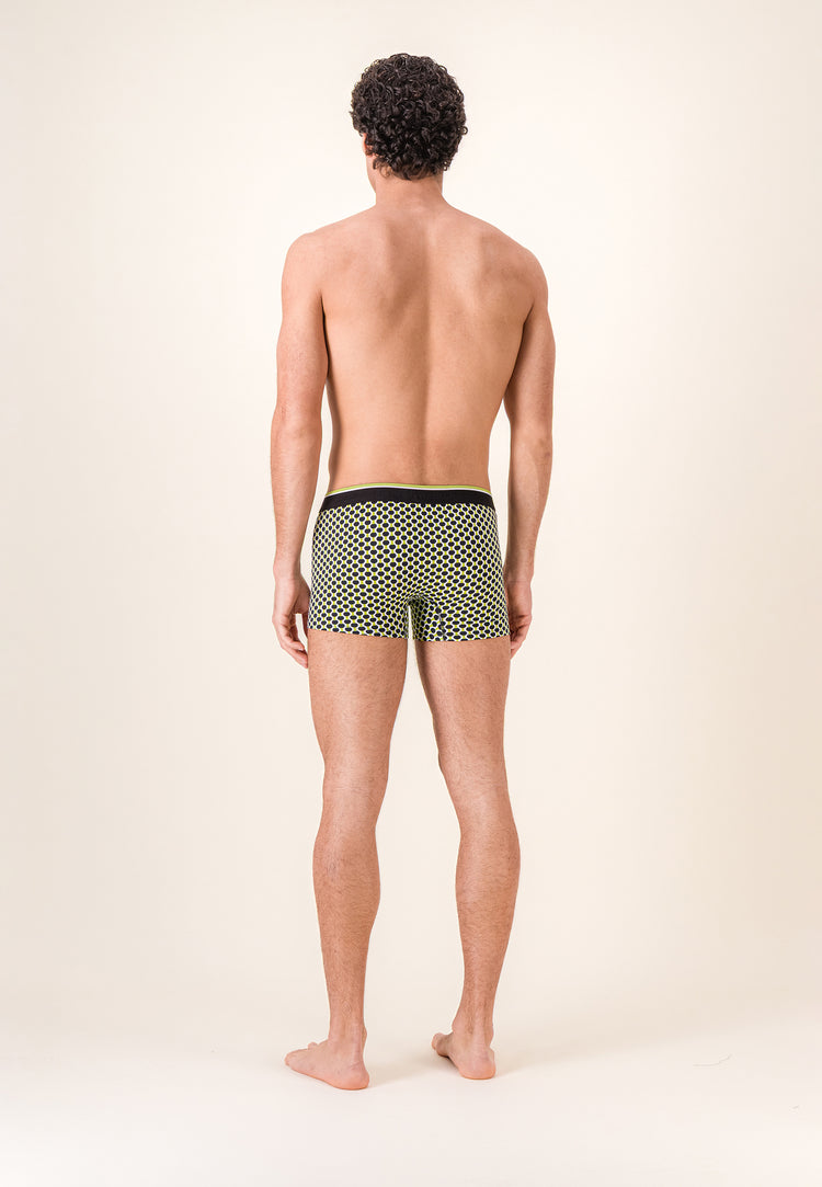 Boxer à motif raquettes jaune anis en coton - Marius Raquettes Jaune Anis - Le Slip Français - 3