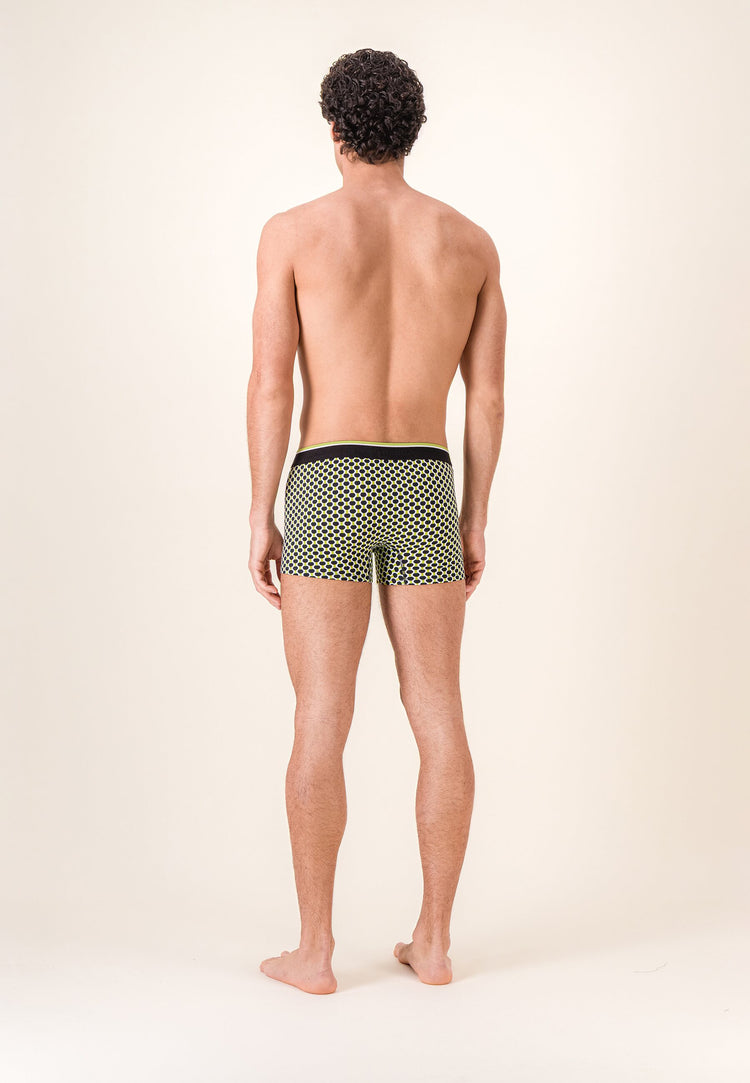 Boxer à motif raquettes jaune anis en coton - Marius Raquettes Jaune Anis - Le Slip Français - 3