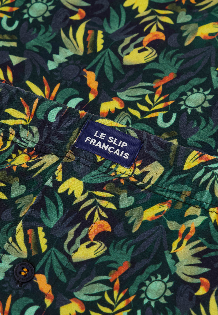 Caleçon vert à motif jungle en jersey de coton - Fredo Jungle Kaki Veronese - Le Slip Français - 5