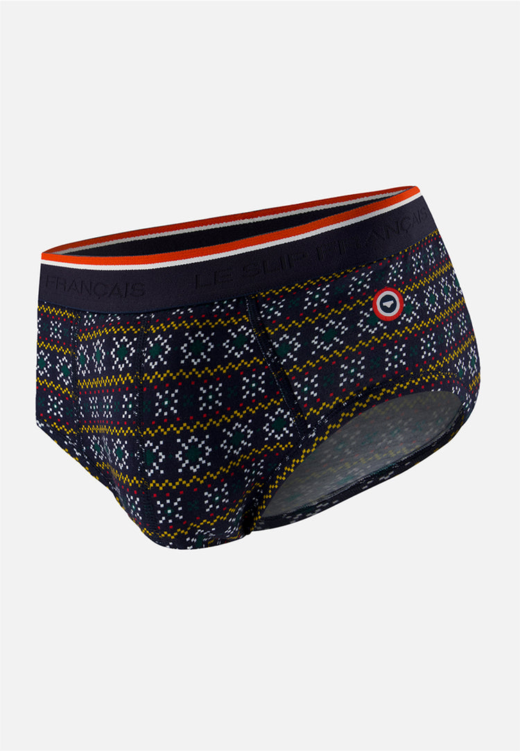 Slip imprimé flocon vert sapin en coton - Terrible Flocon Vert Sapin - Le Slip Français - 1