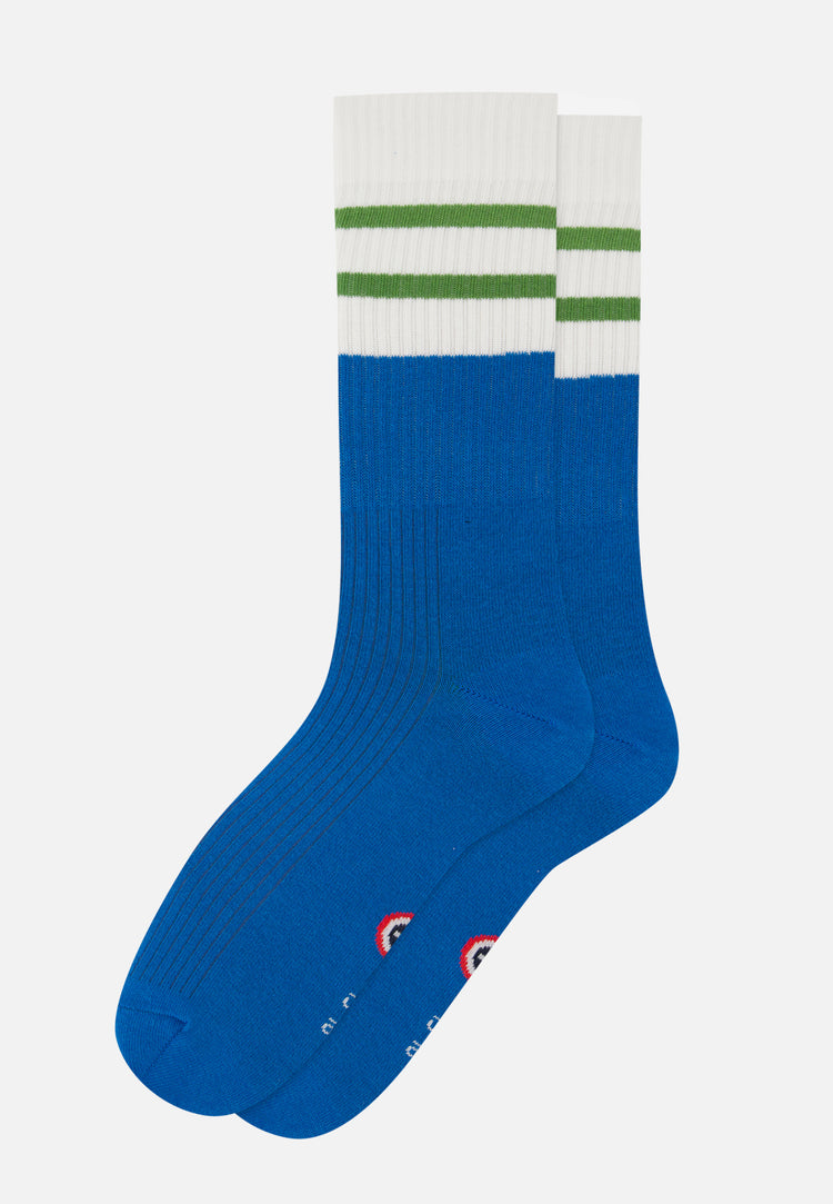 Chaussettes mi-hautes mixtes en coton - Wilfried Bloc Bleu Turquoise Mint Green - Le Slip Français - 1