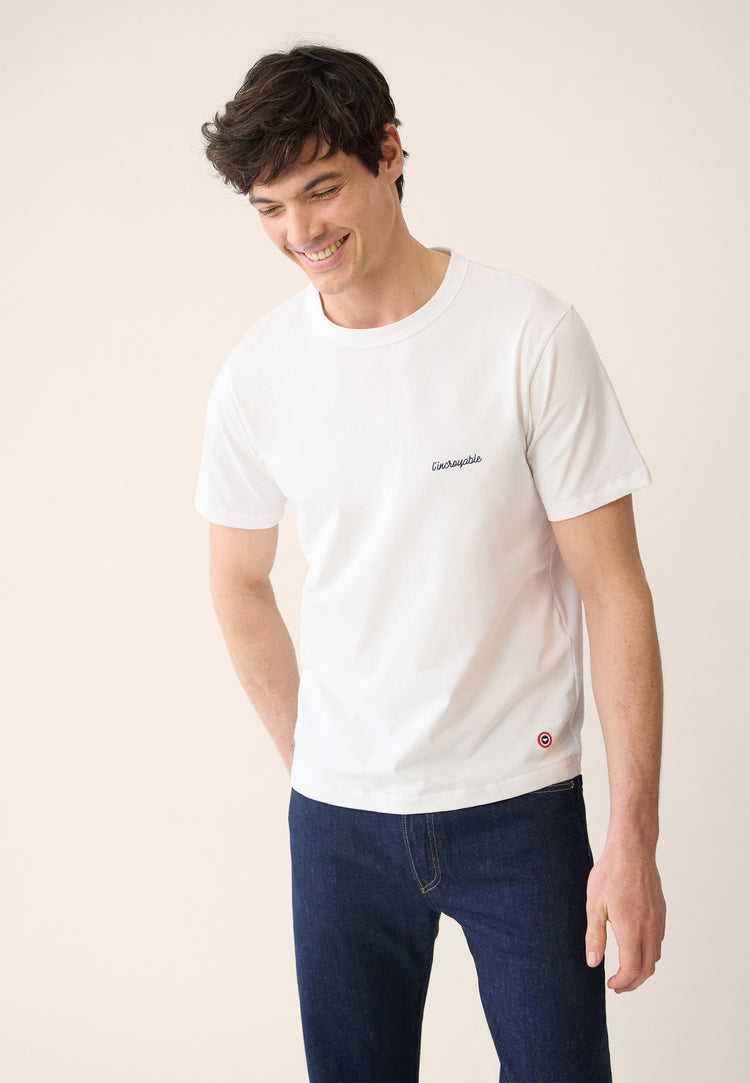 T-shirt homme blanc à manches courtes en coton - Formidable Blanc Brodé L'Incroyable - Le Slip Français - 3