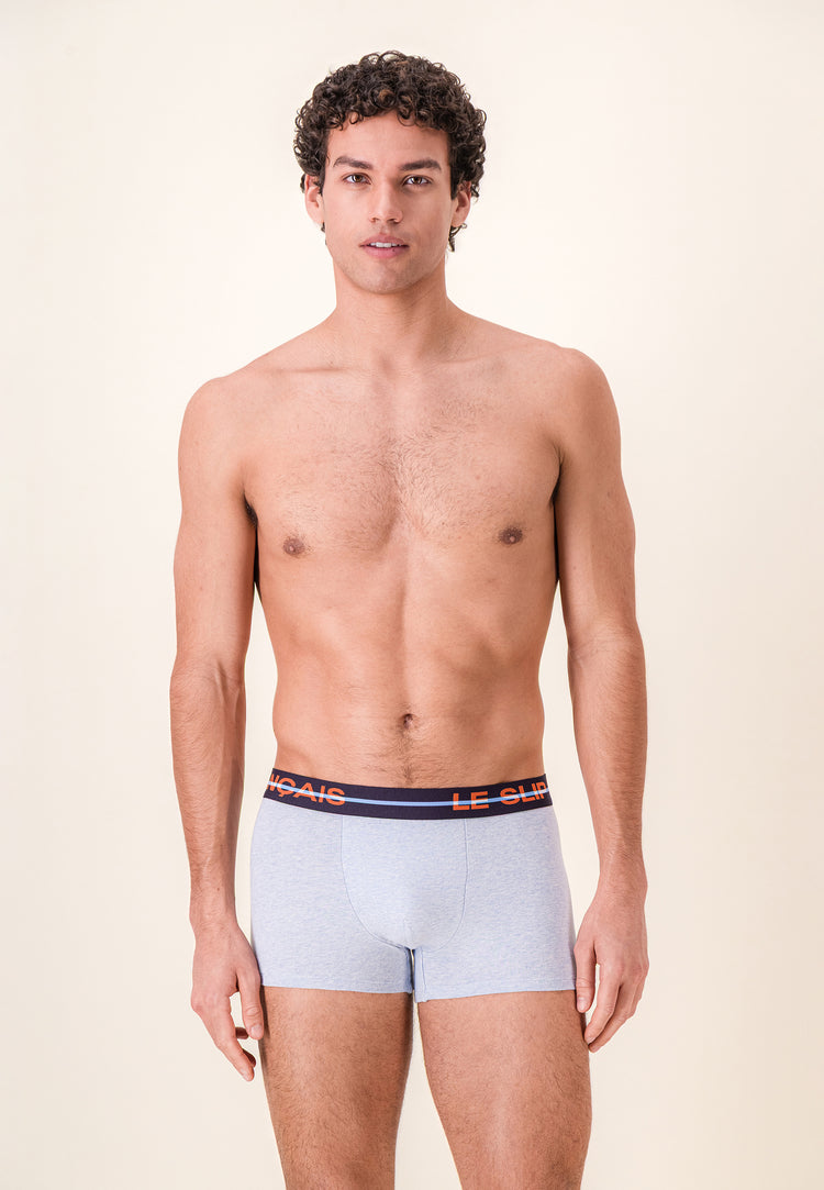 Boxer bleu en coton - Redoutable Bleu Ciel Chiné - Le Slip Français - 2