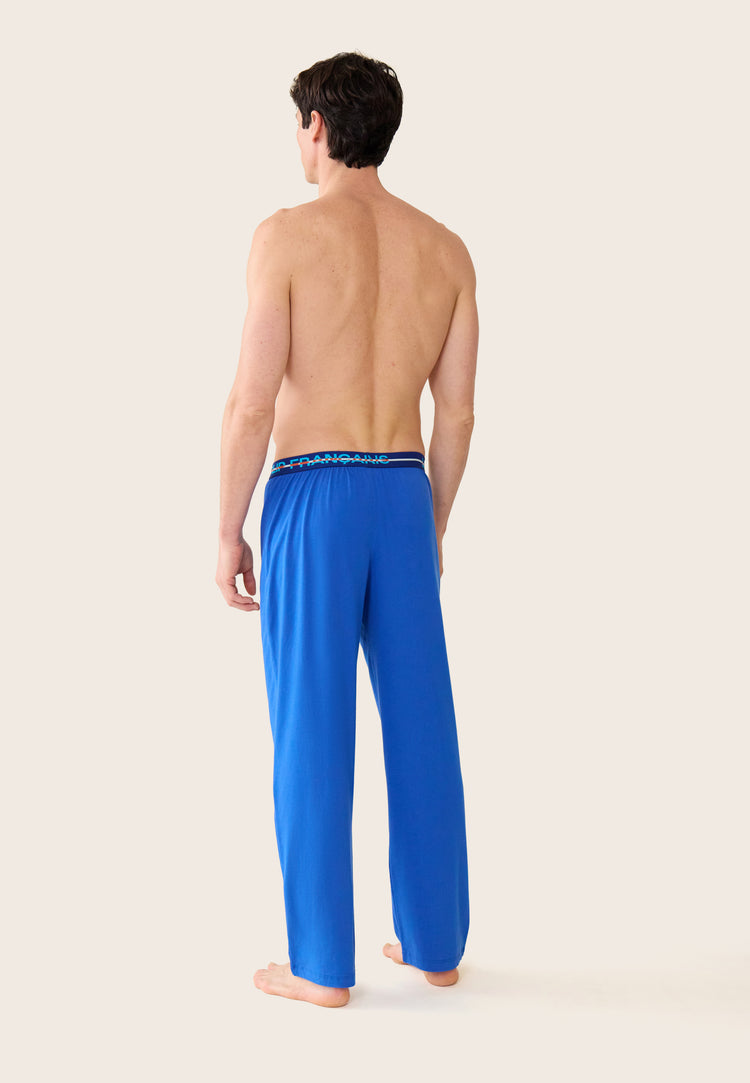 Bas de pyjama long homme bleu en coton - Indomptable Bleu Nautique - Le Slip Français - 3