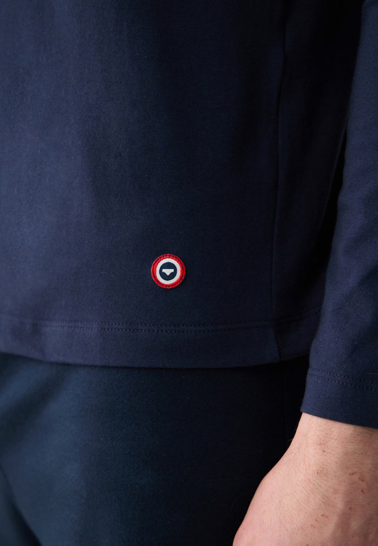 T-shirt homme bleu marine à manches longues en coton - Superbe Marine Brodé L'Incroyable - Le Slip Français - 5