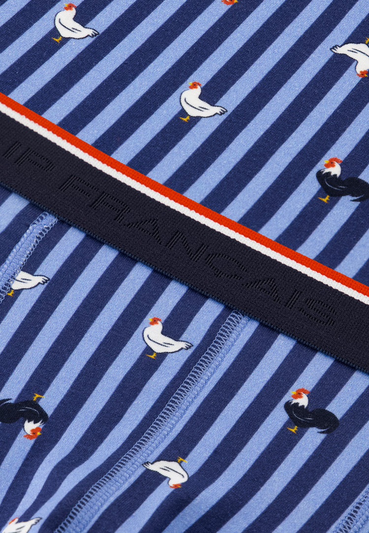 Boxer à motif rayure coq bleu acier en coton - Marius Rayure Coq Bleu Acier - Le Slip Français - 6