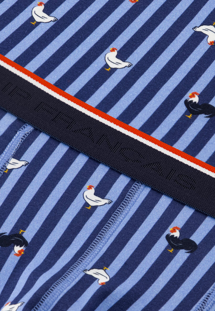 Boxer à motif rayure coq bleu acier en coton - Marius Rayure Coq Bleu Acier - Le Slip Français - 6