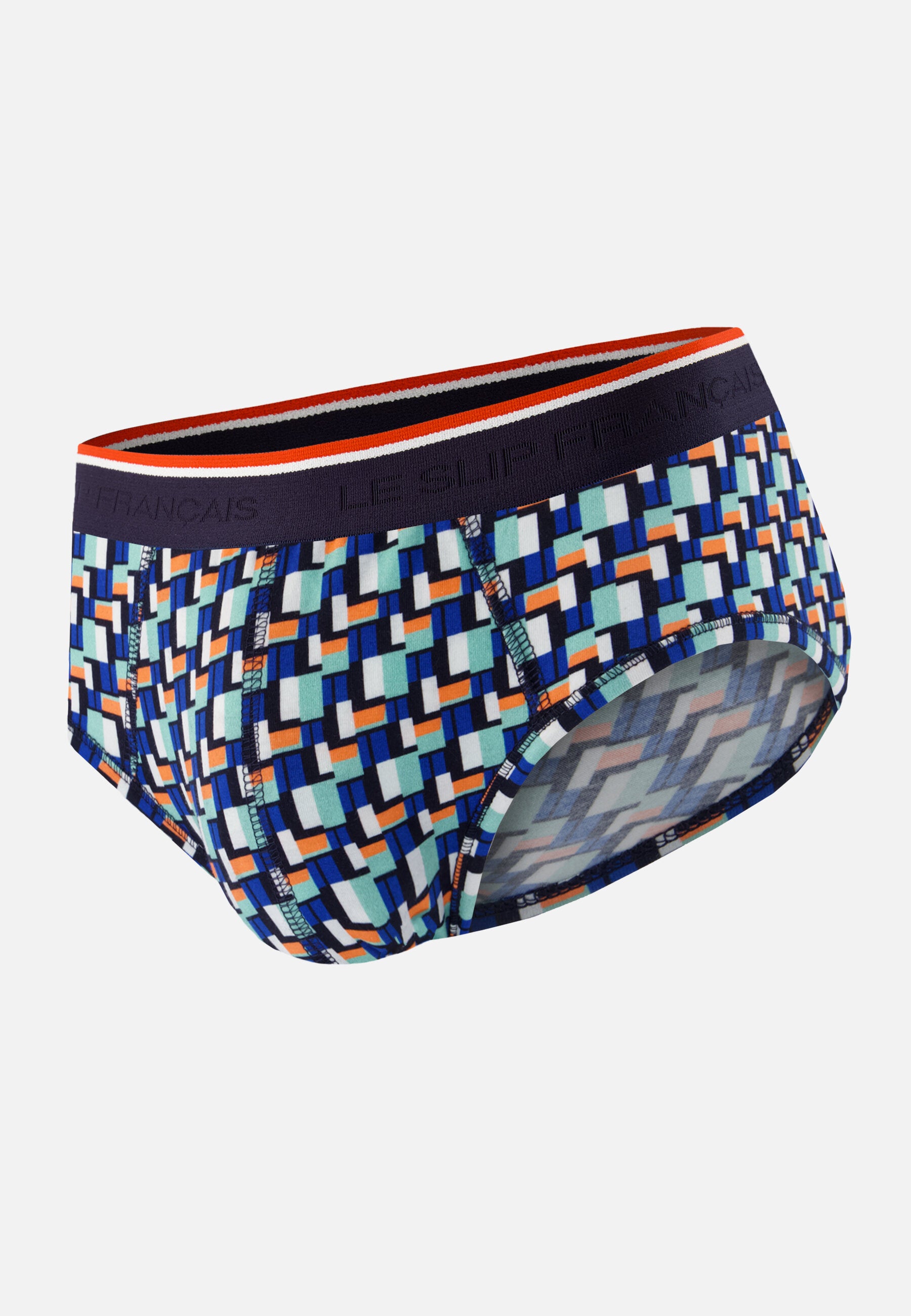 Slip vert à motif corbusier en coton - Terrible Corbusier Vert Azur - Le Slip Français -  1