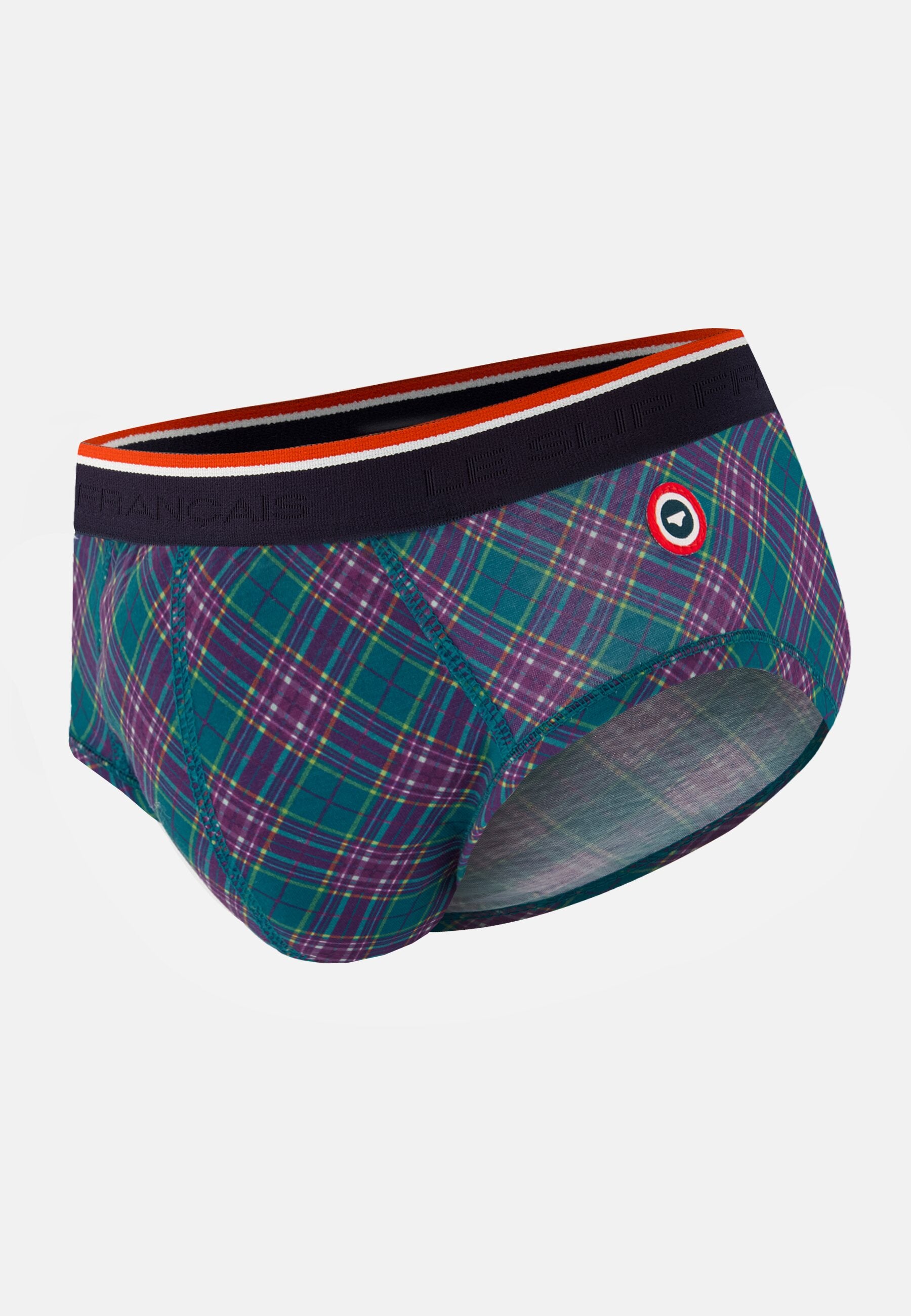 Slip à motif tartan bleu canard en coton - Terrible Tartan Bleu Canard - Le Slip Français -  1
