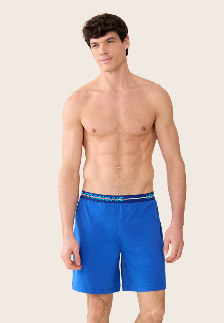 Bas de pyjamas court bleu en coton - Invincible Bleu Nautique - Le Slip Français - 5