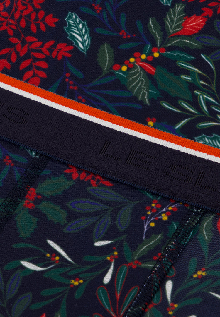 Boxer bleu marine imprimé houx - Marius Houx Marbre Vert - Le Slip Français - 4