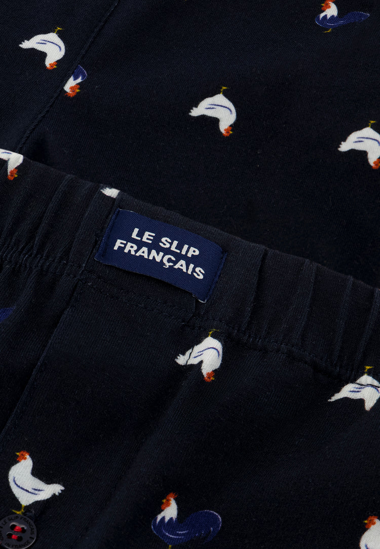 Caleçon à motif coq marine en jersey de coton - Fredo Coq Marine - Le Slip Français - 7