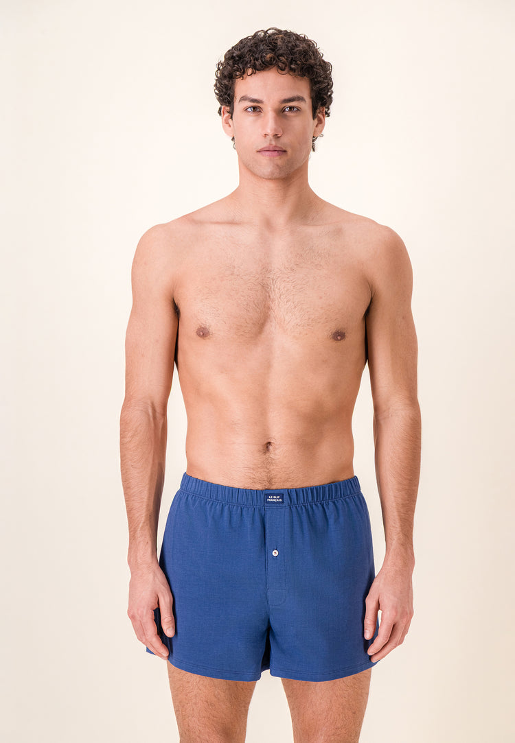 Caleçon bleu en jersey de coton - Fredo Bleu Acier - Le Slip Français - 2
