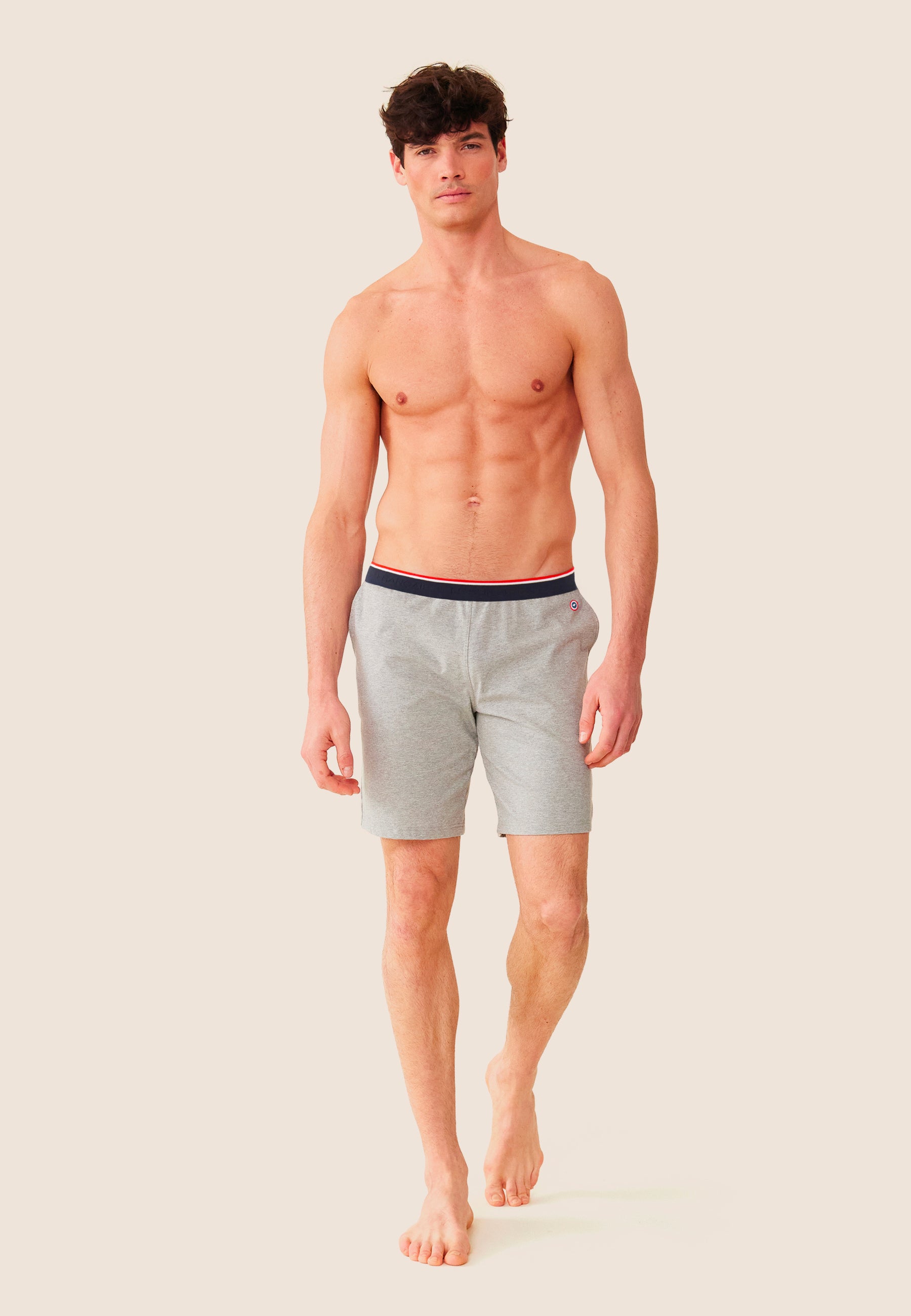 Bas de pyjama court gris en coton - Zouzou Gris Chiné - Le Slip Français -  1