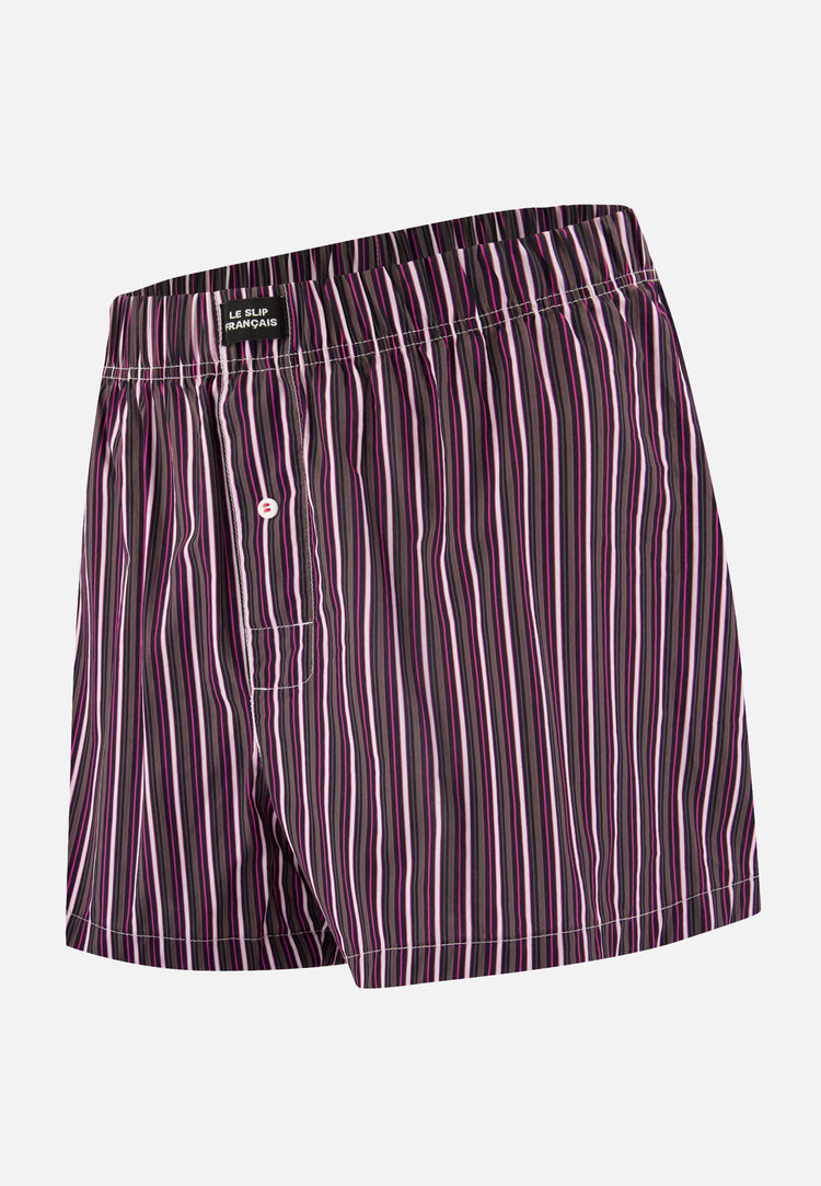 Caleçon en coton - Jacques Rayure Matelas Fuchsia - Le Slip Français - 1
