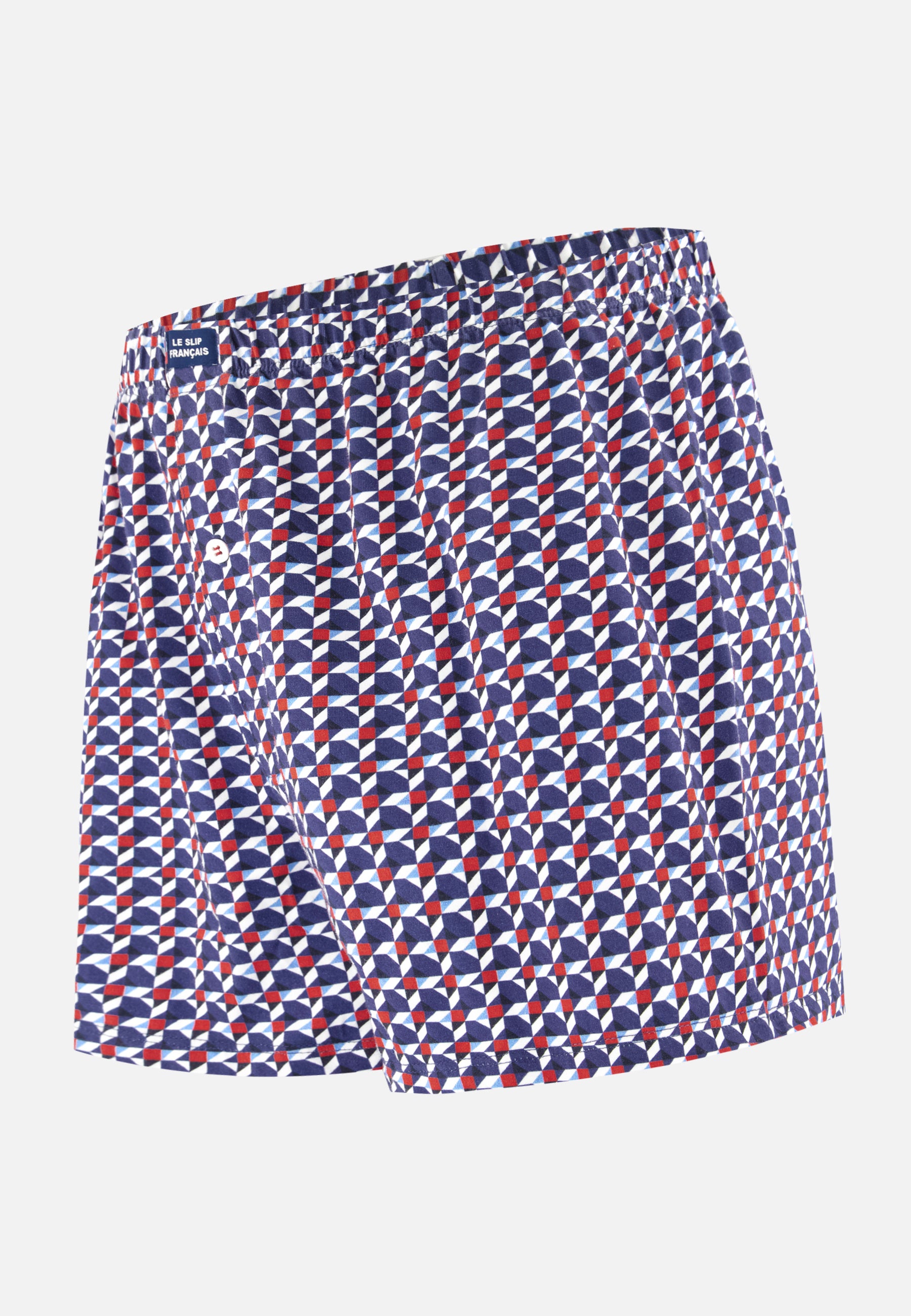 Caleçon à motif puzzle bleu acier en jersey de coton - Fredo Puzzle Bleu Acier - Le Slip Français -  1