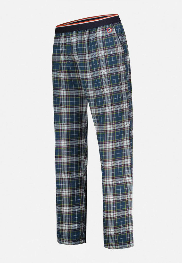 Bas de pyjama long à motif tartan bleu canard en coton - Bastien Tartan Bleu Canard - Le Slip Français - 4