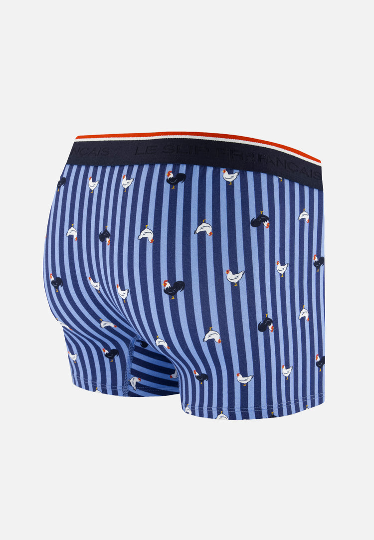 Boxer à motif rayure coq bleu acier en coton - Marius Rayure Coq Bleu Acier - Le Slip Français - 7