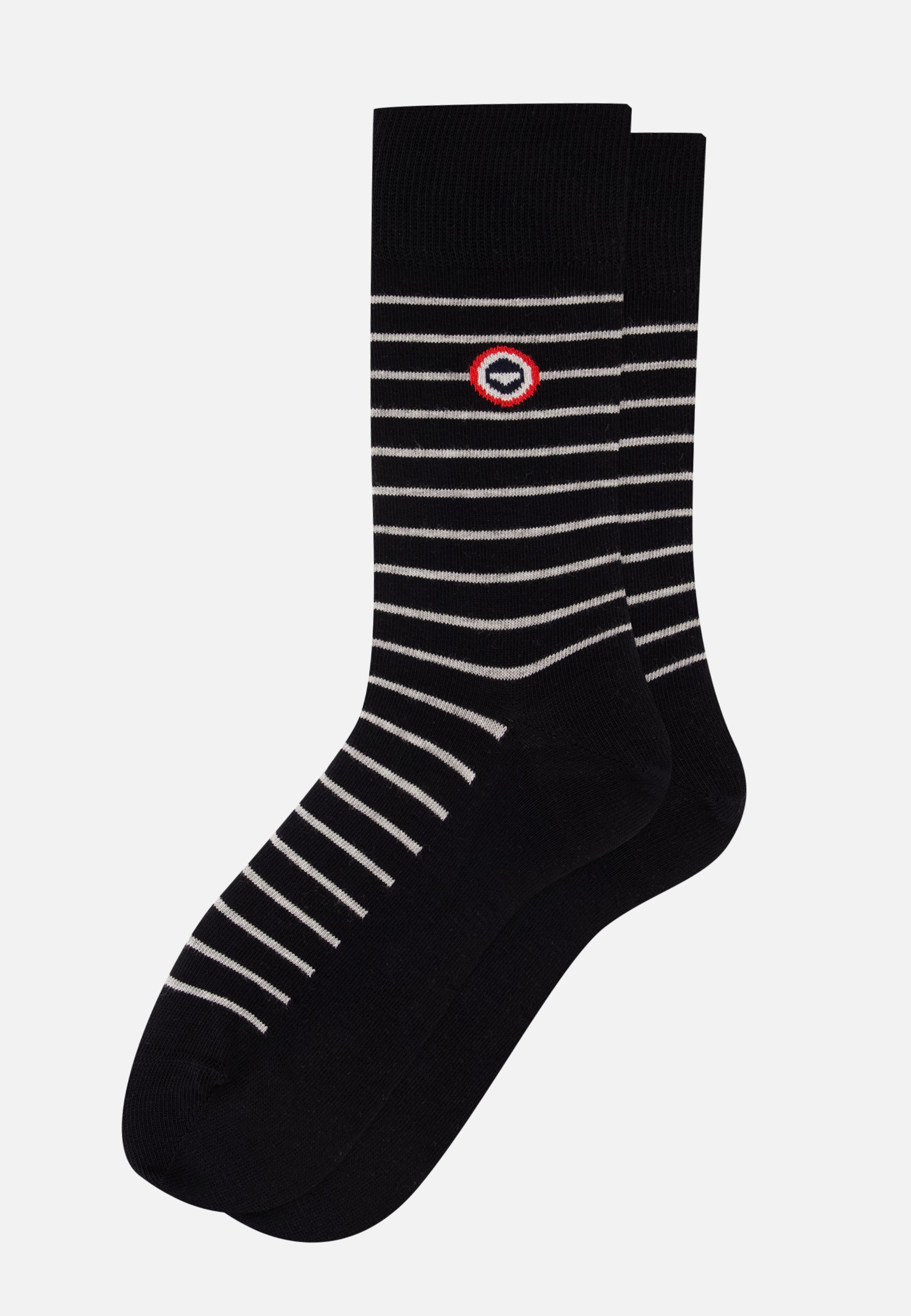 Chaussettes mi-hautes noires à rayures grises - Robuste Noir Rayures Grises - Le Slip Français -  1