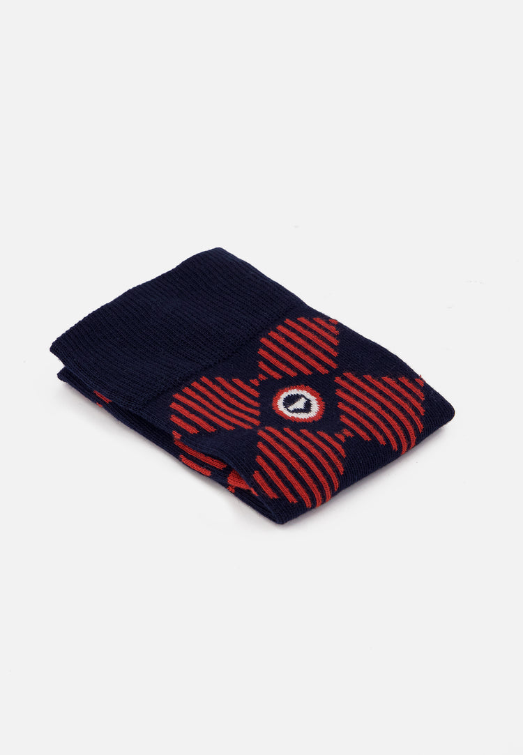 Chaussettes mi-hautes en coton - Lucas Damier Rouge Brique Marine - Le Slip Français - 2