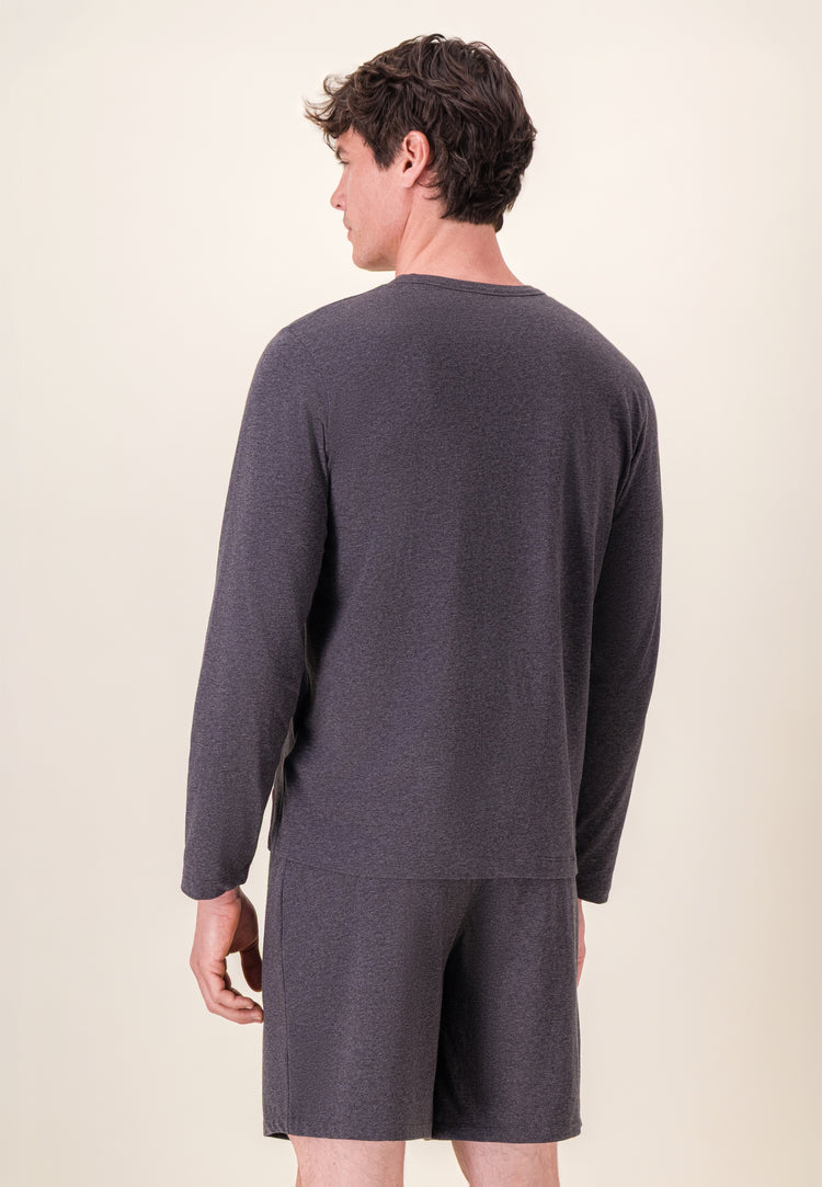 T-shirt à manches longues gris en coton - Superbe Gris Anthracite - Le Slip Français - 4