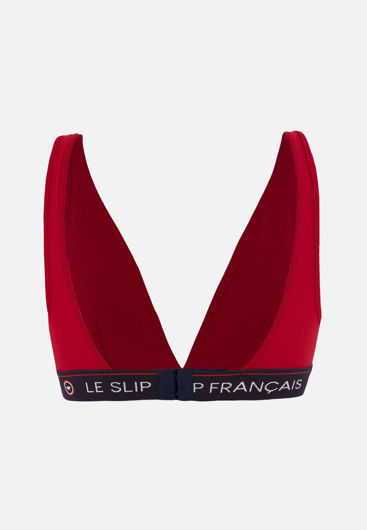 Soutien-gorge triangle sans armature rouge en coton - Seduisante Rouge Cerise - Le Slip Français - 7