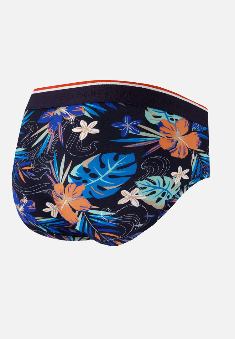 Slip bleu à motif floral en coton - Terrible Hawaï Bleu Nautique - Le Slip Français - 7