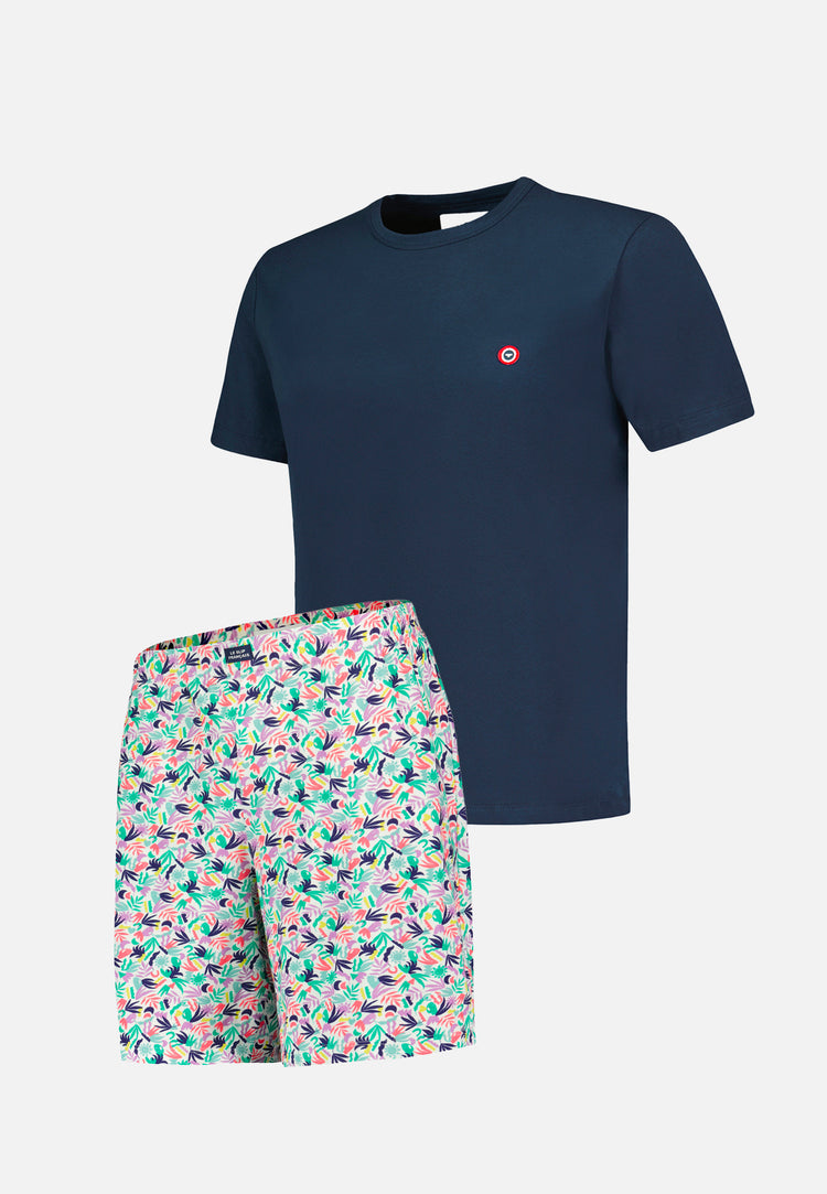 Ensemble de pyjama t-shirt et short en coton - Ensemble Christiano Little Jungle Viola Marine - Le Slip Français - 5
