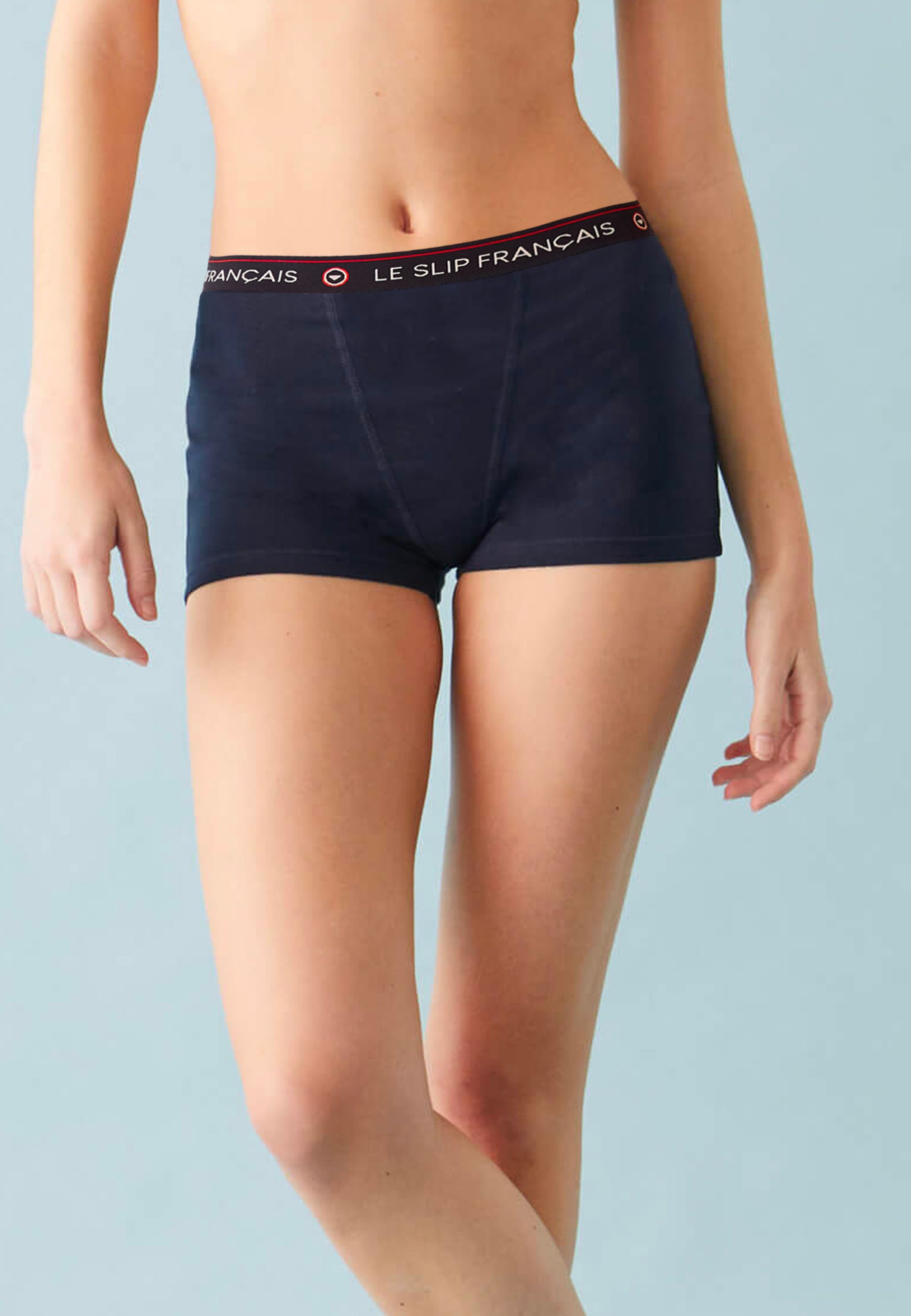 Culotte boxer femme marine en coton - Fougueuse Marine Lsf - Le Slip Français -  1