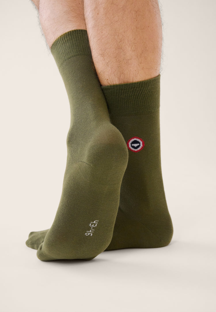 Chaussettes mi-hautes unies vert - Robuste Kaki Veronese - Le Slip Français - 4