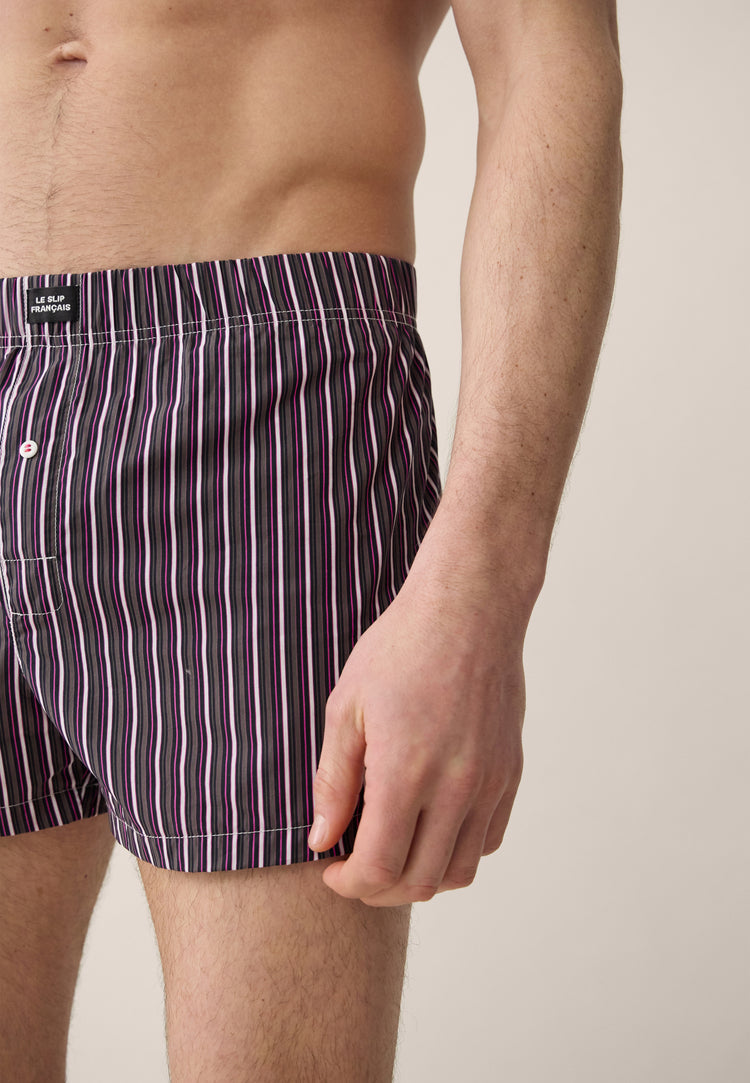 Caleçon en coton - Jacques Rayure Matelas Fuchsia - Le Slip Français - 4