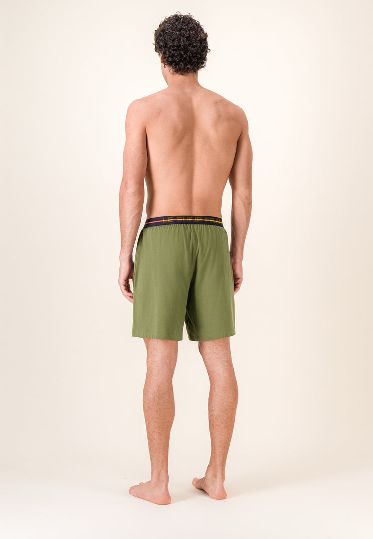 Bas de pyjamas court vert en coton - Invincible Kaki Veronese - Le Slip Français - 3