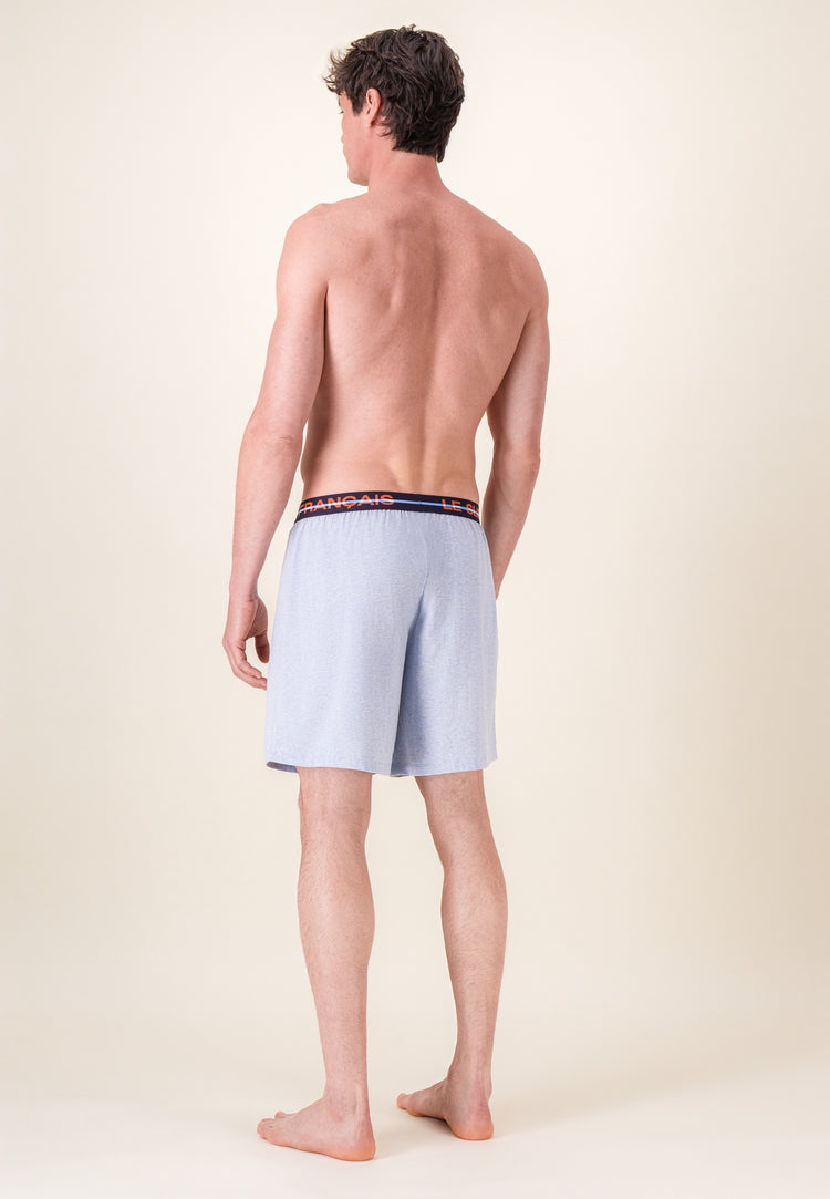 Bas de pyjama court bleu en coton - Invincible Bleu Ciel Chine - Le Slip Français - 2