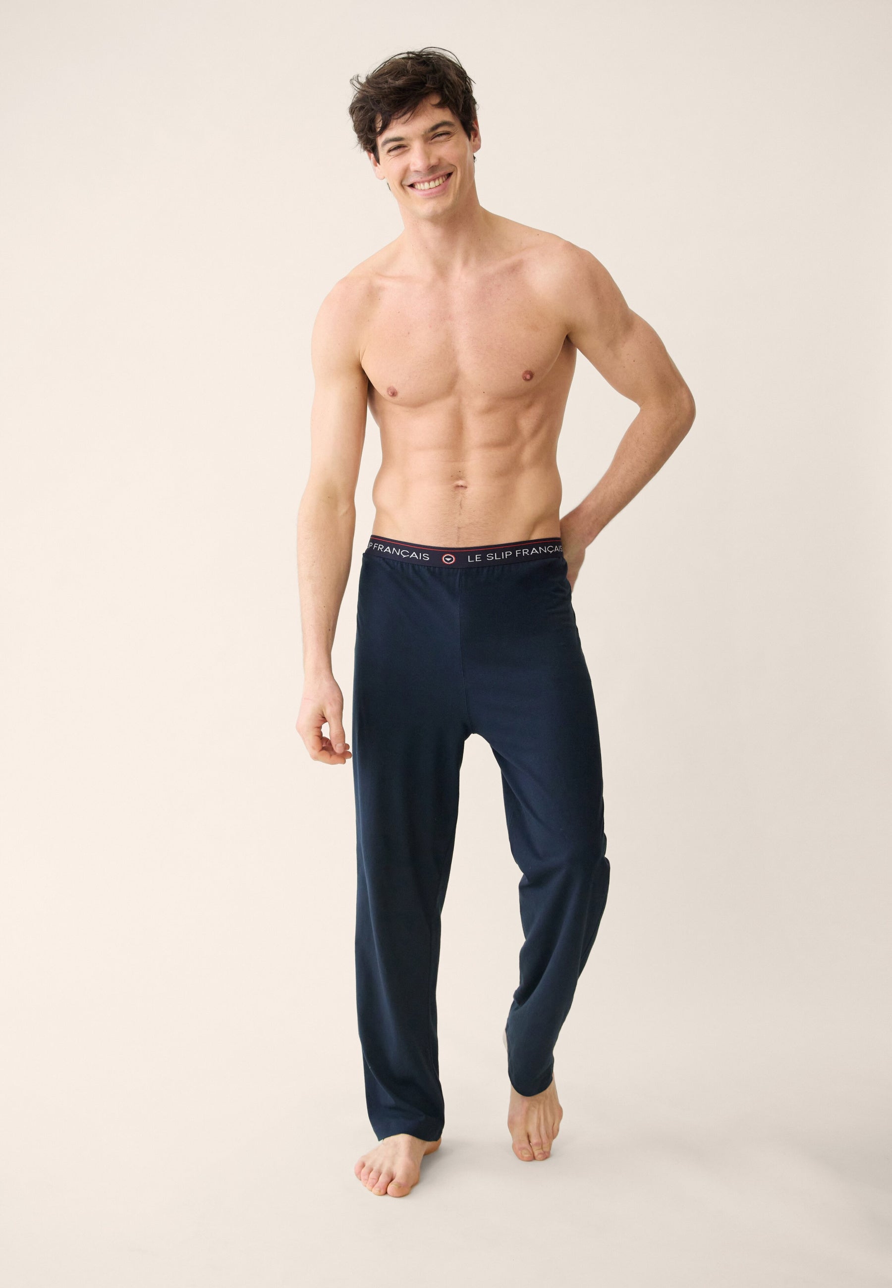 Bas de pyjama long homme bleu marine en coton - Indomptable Marine - Le Slip Français -  1