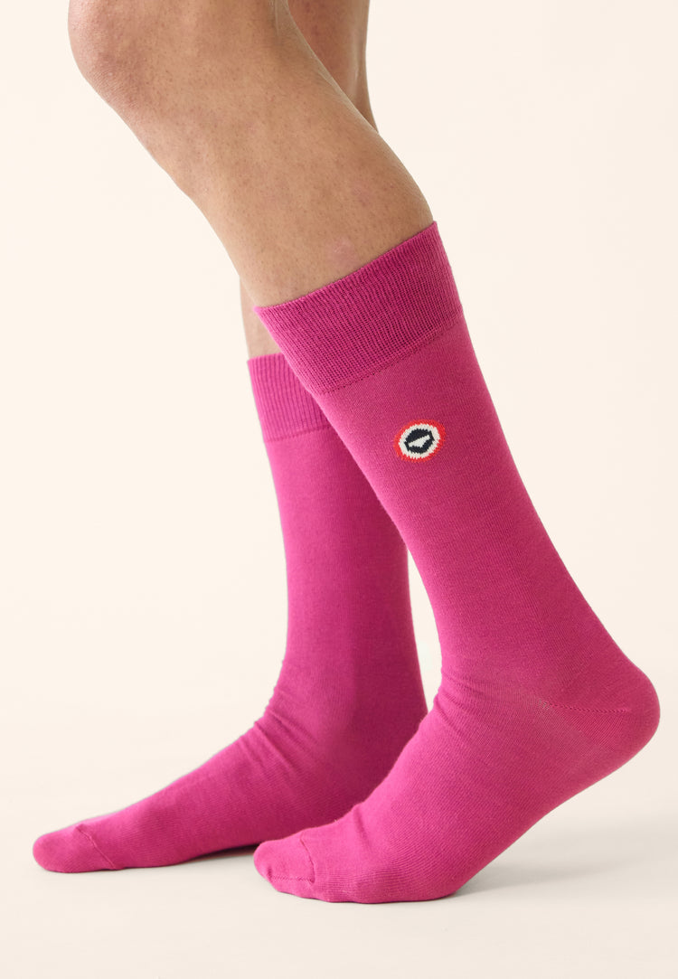 Chaussettes mi-hautes unies fuchsia - Robuste Fuchsia - Le Slip Français - 2