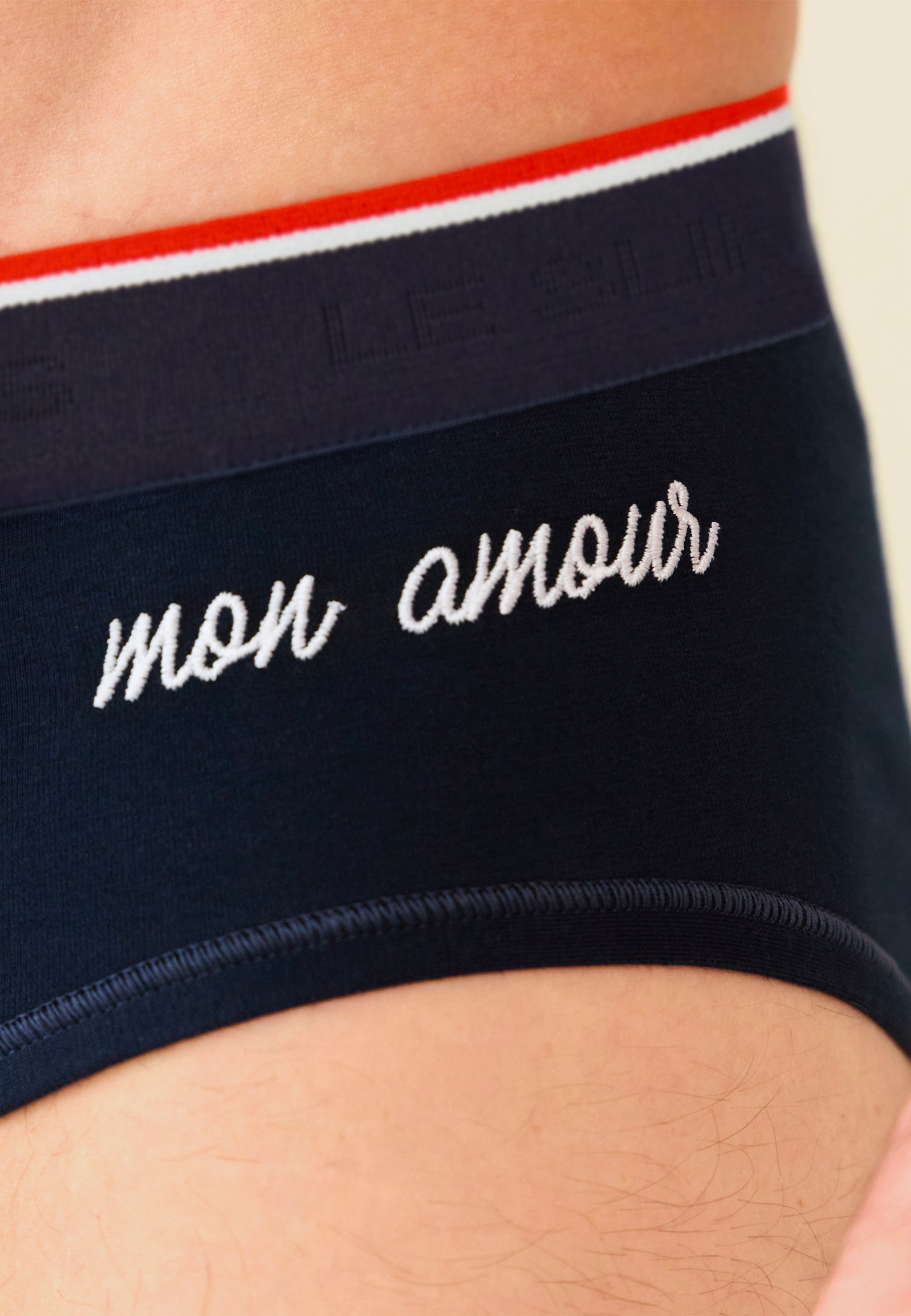 Slip en coton brodé - Terrible Bleu Amour - Le Slip Français -  2
