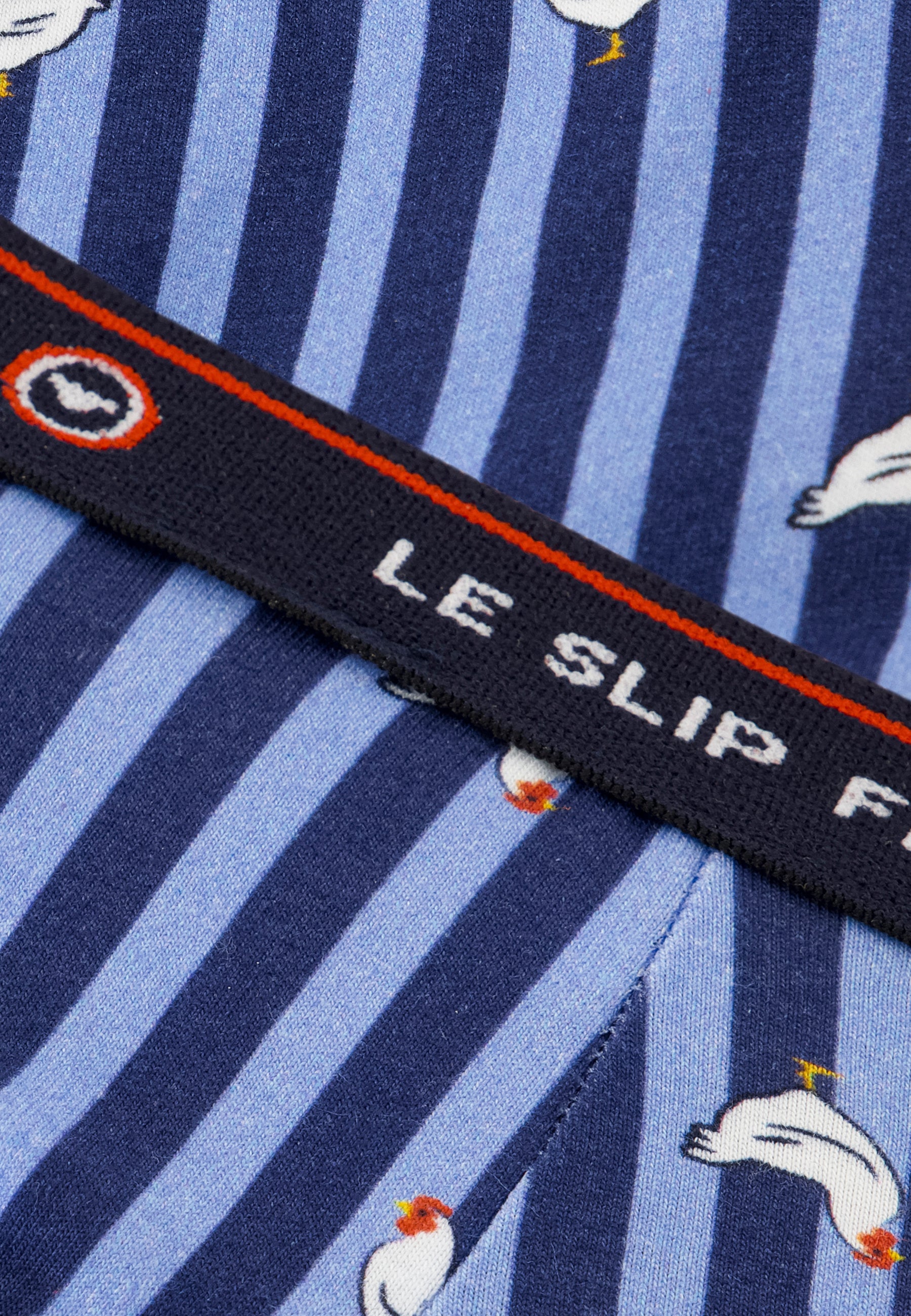 Boxer enfant à motif rayure coq bleu acier en coton - Petit Joseph Rayure Coq Bleu Acier - Le Slip Français -  2
